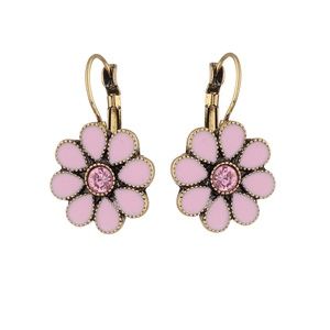 PINK & GOLD FLOWER EARRINGS W/ STONES